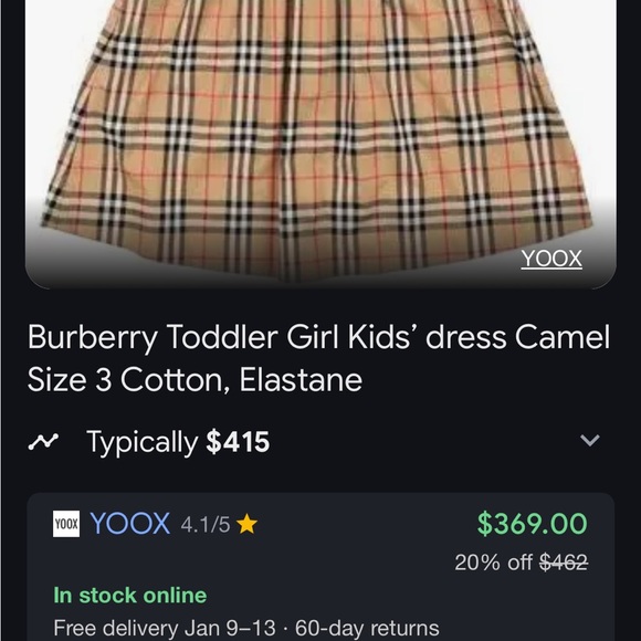 Burberry Plaid Short Sleeve Dress size 2Y - Picture 5 of 5